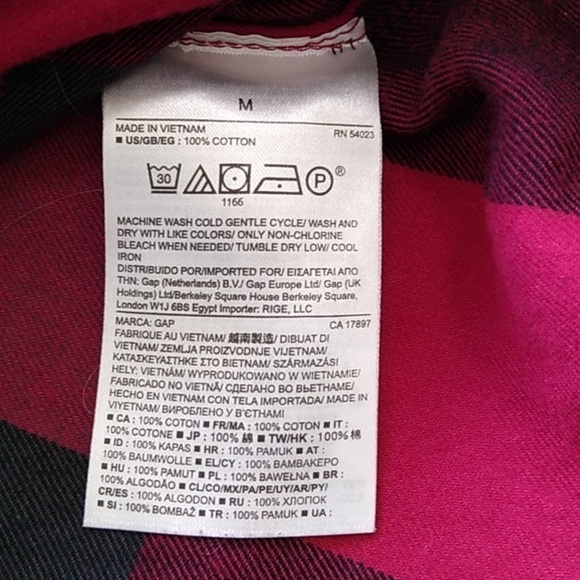 GAP Boyfriend Fit Red & Black Buffalo Check Button Down Shirt Size - M - Picture 13 of 16